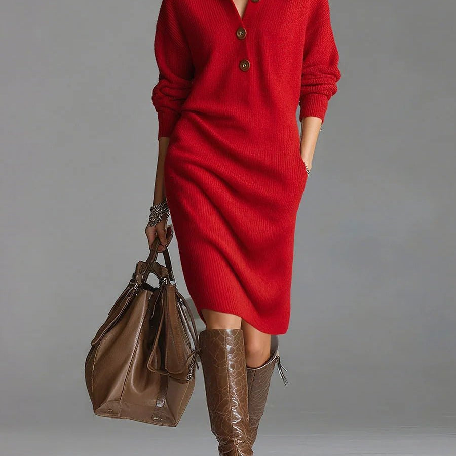 Poppy | Long Sleeve Loose Knit Dress - Velvet Haven