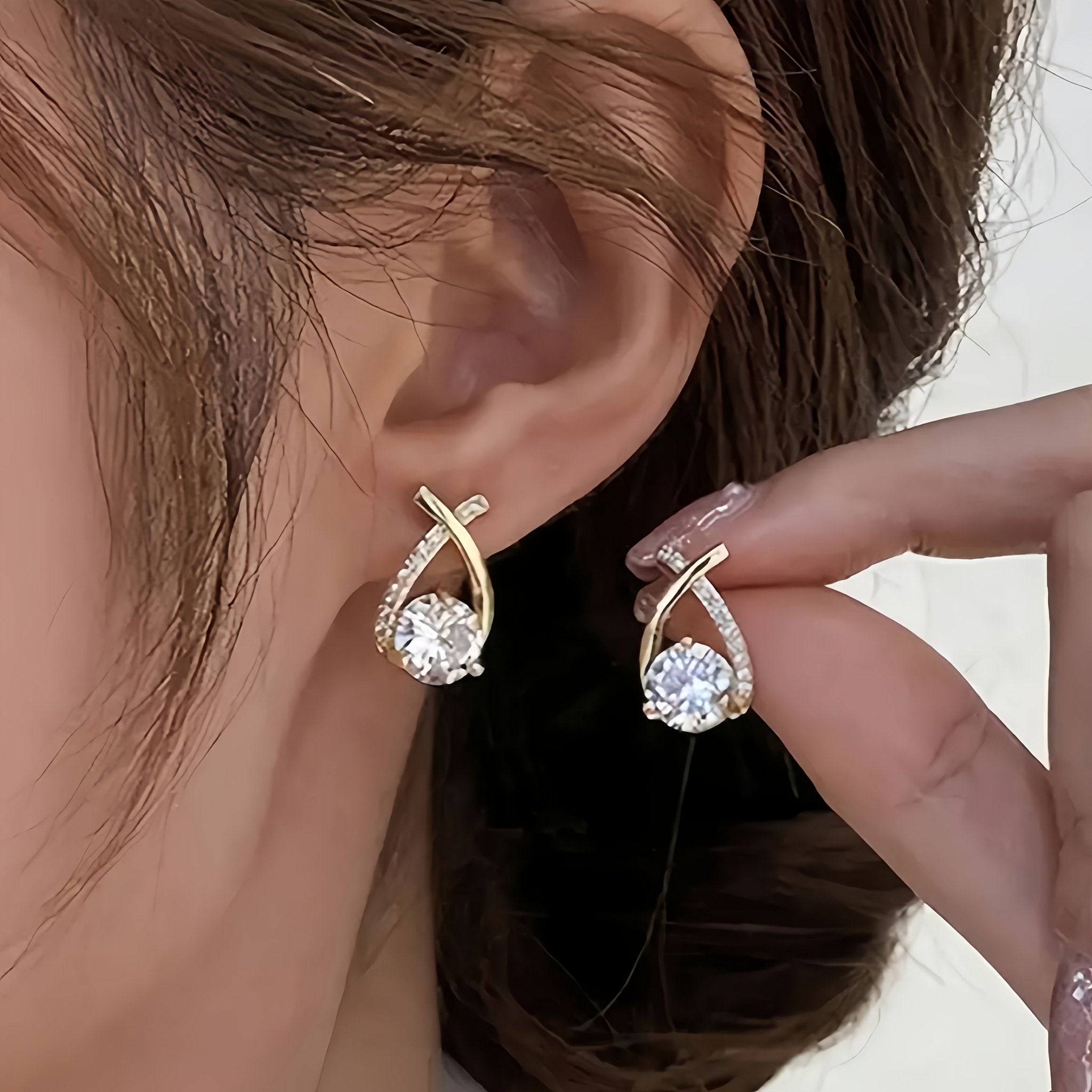 Golden Cross Zirconia Stud Earrings - Velvet Haven
