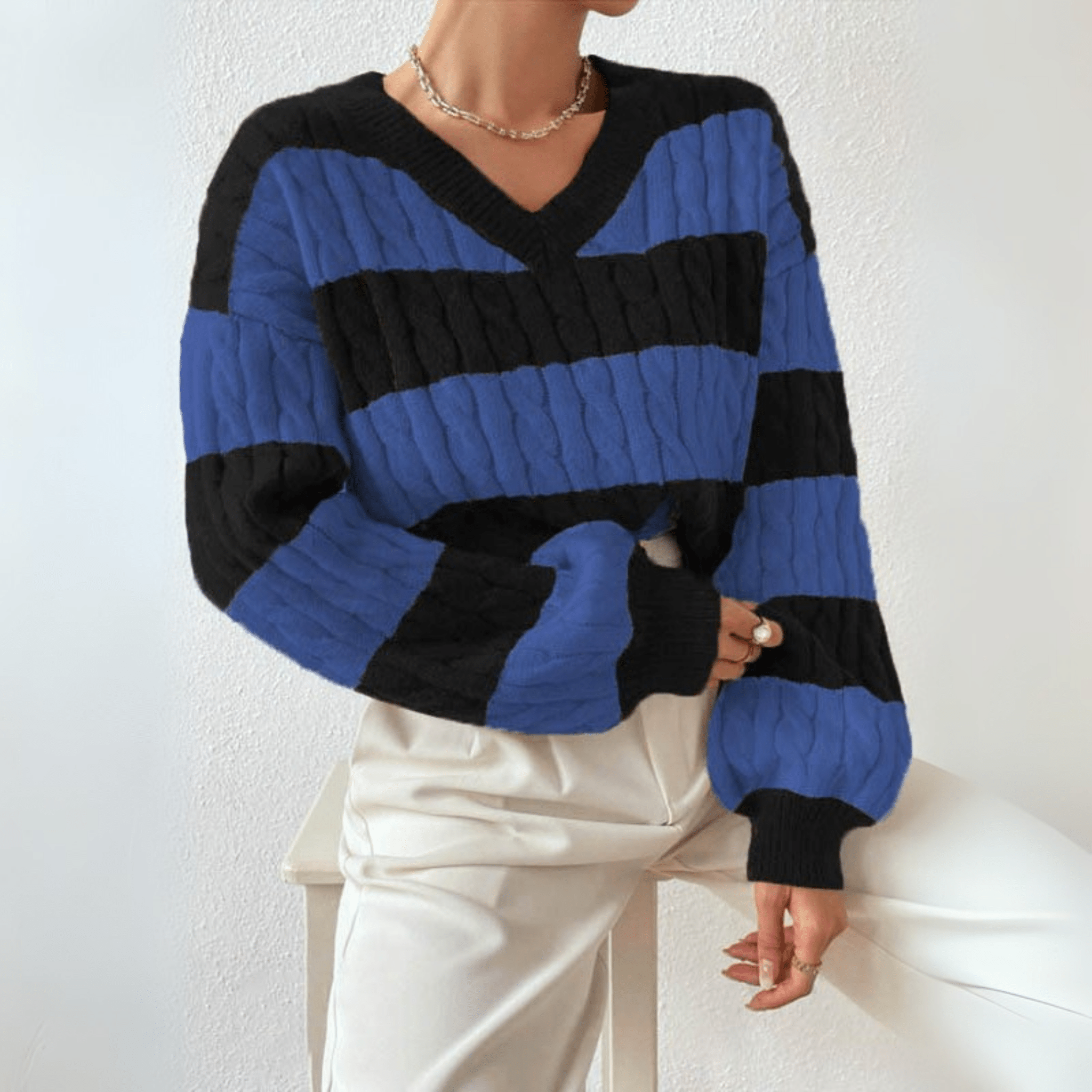 Morta | Comfy V-Neck Jumper - Velvet Haven