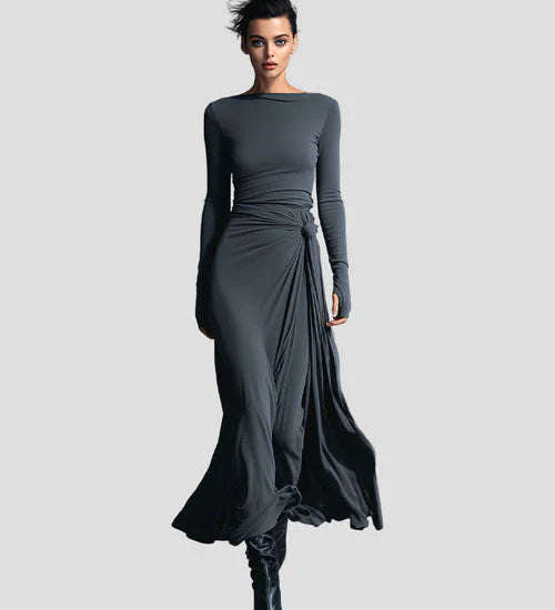 Milena | Long Sleeve Draped Midi Dress