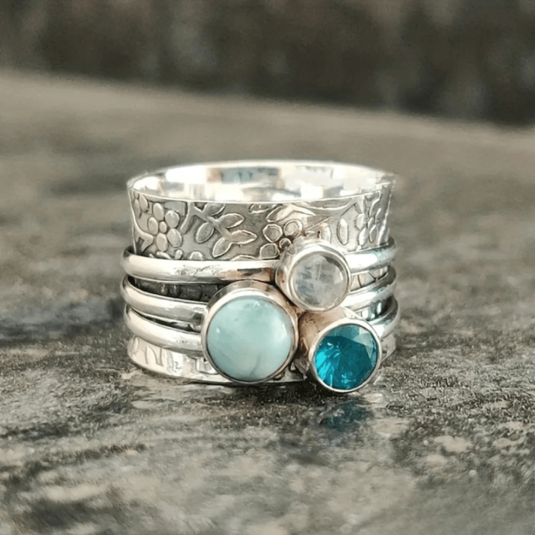Elegant Natural Blue Stone Ring - Velvet Haven