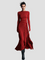Milena | Long Sleeve Draped Midi Dress - Velvet Haven