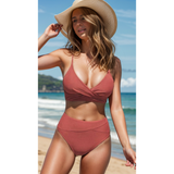 Jodi | High-Waisted V-Neck Bikini Set