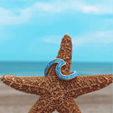 Silver Blue Opal Wave Ring