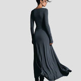 Milena | Long Sleeve Draped Midi Dress