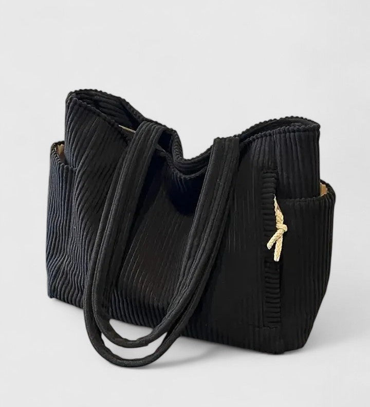 Liorane | Luxurious Ribbed Tote Bag with Cord Detail
