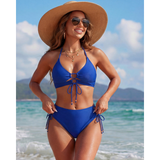 Nadia | Halterneck Push-Up Bikini Set with Tie-Front Detail