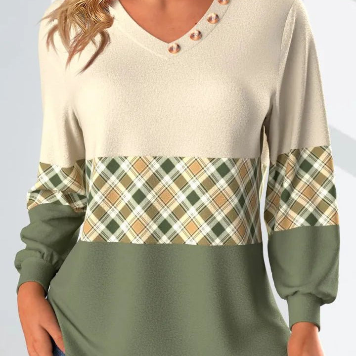 Annelie | Checked Detail Sweatshirt - Velvet Haven