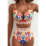 Saar | Sculpting Printed High-Waisted Bikini Set