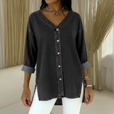 Wenelle | V-Neck Denim Shirt