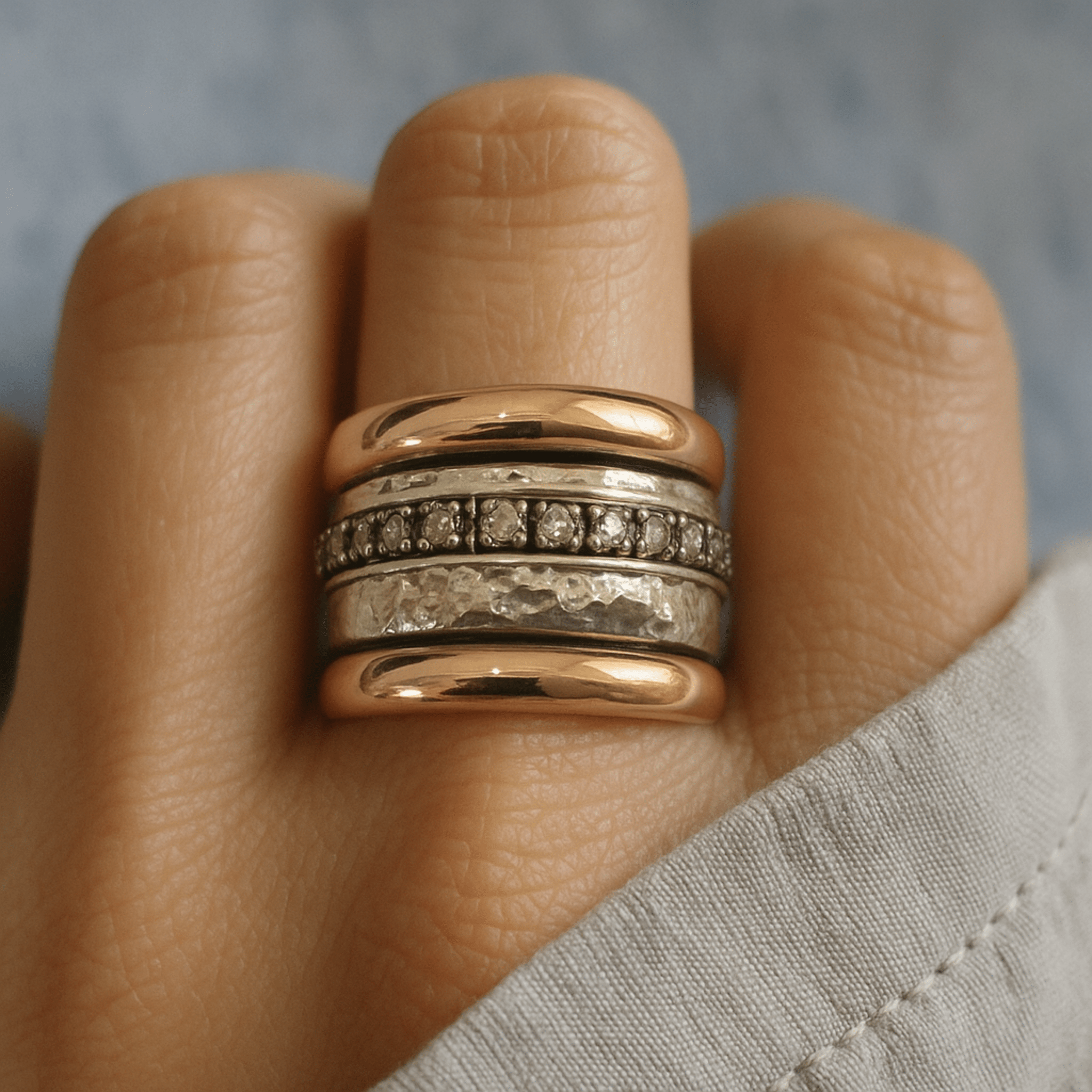 Thick Vintage Ring in Gold and Silver - Velvet Haven