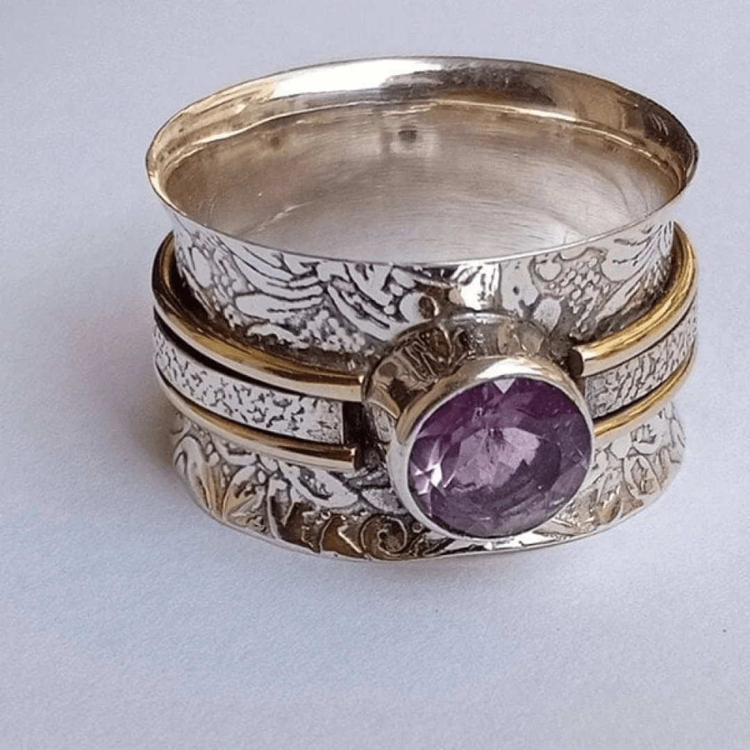Elegant Crystal Meditation Ring - Velvet Haven