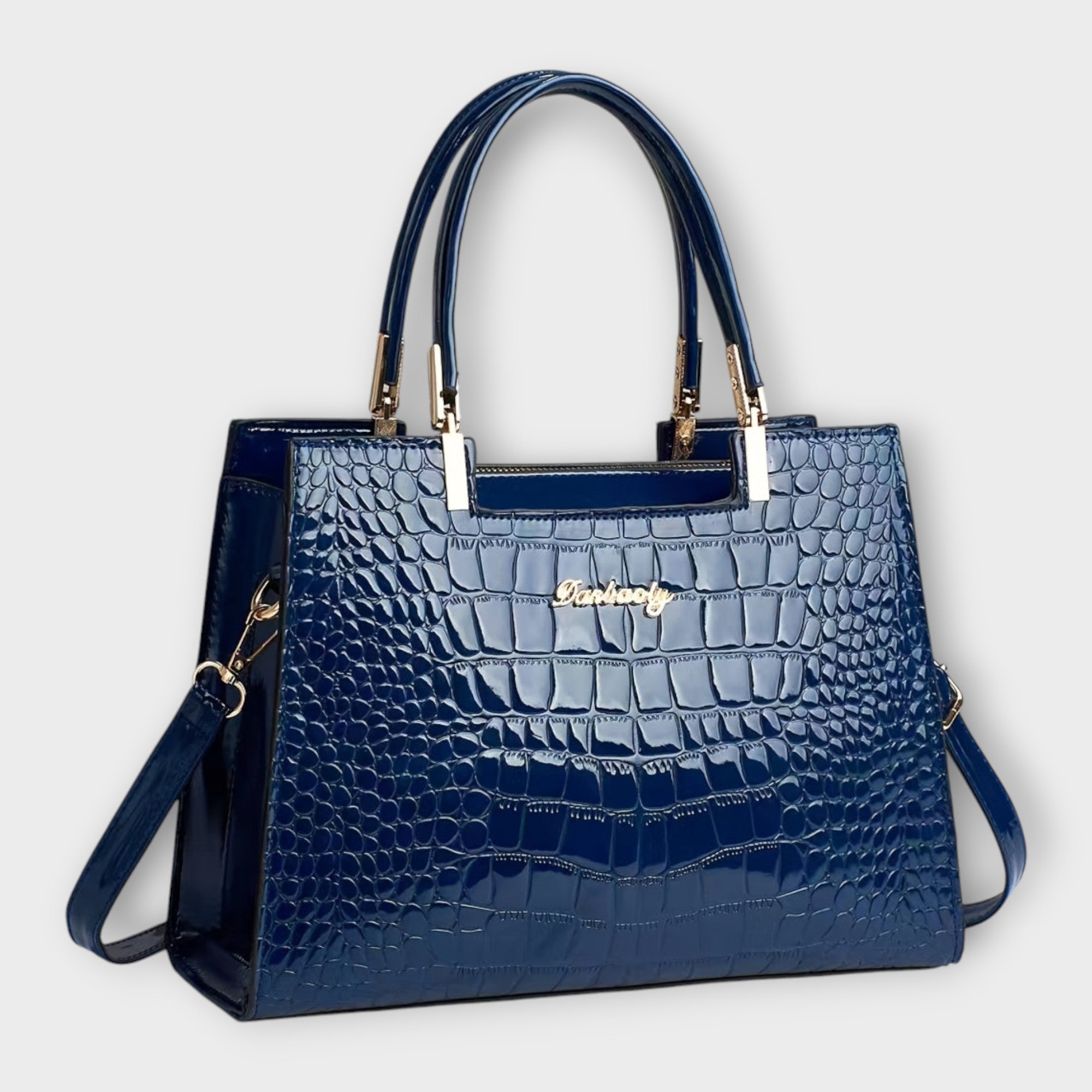 Celeste | Glossy Crocodile Pattern Handbag