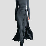 Milena | Long Sleeve Draped Midi Dress