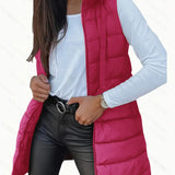 Rain | Casual Sleeveless Hood Long Puffer Vest