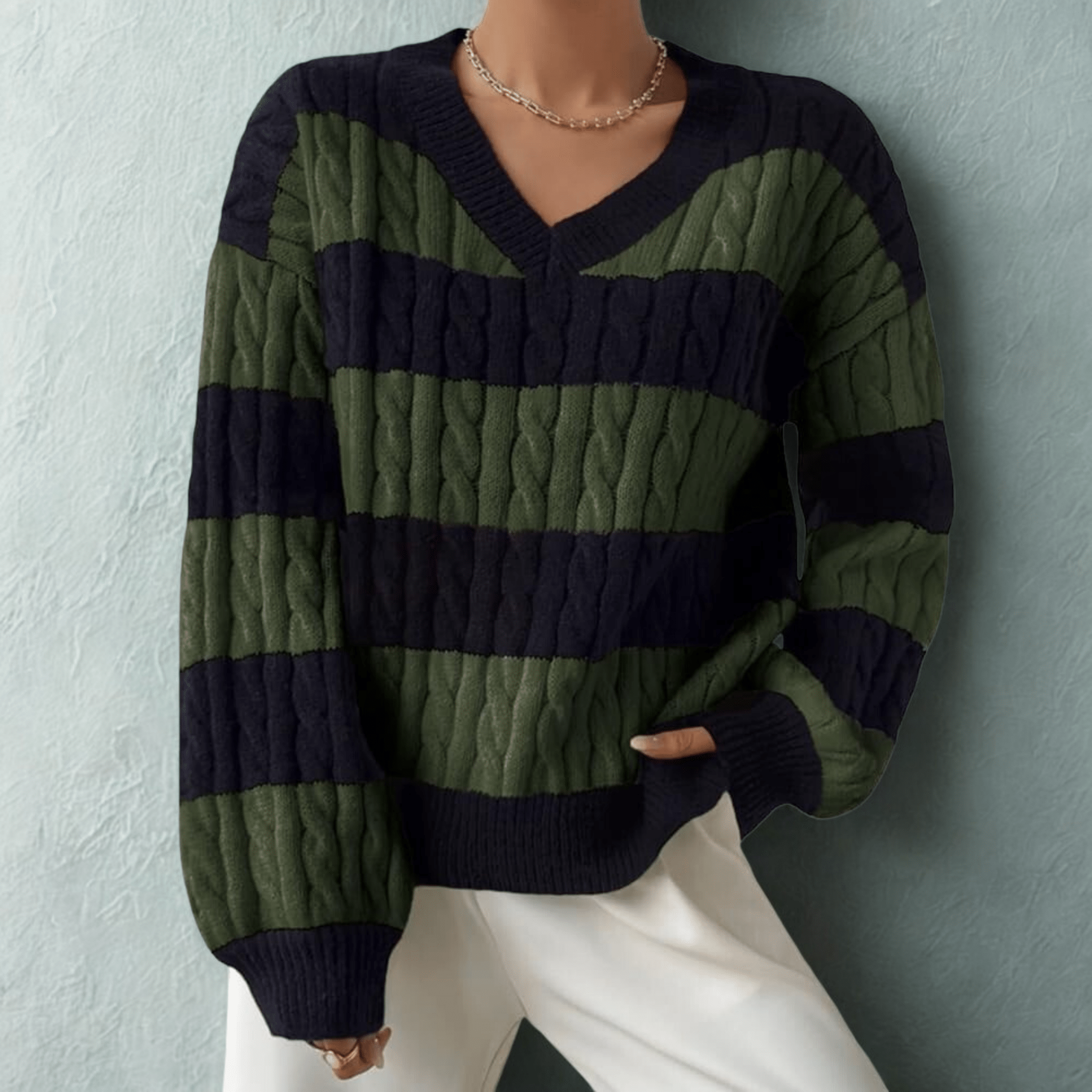 Morta | Comfy V-Neck Jumper - Velvet Haven