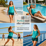 Vera | Two-Piece Tankini Set with Polka Dot Shorts