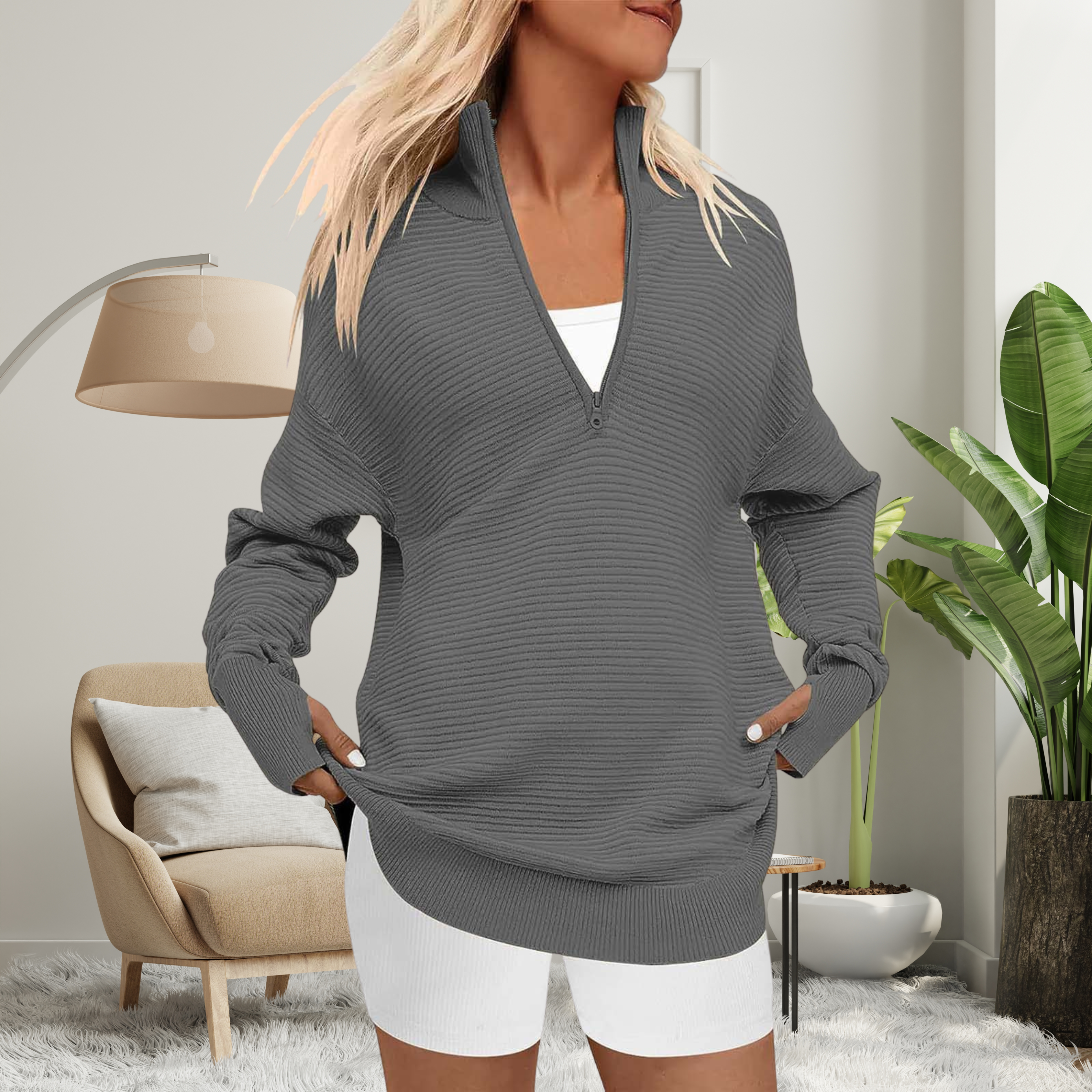 Quinn | Cozy Quarter Zip Jumper