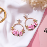 Elegant Gold Flower and Pearl Earrings