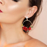 Elegant Gold Flower and Pearl Earrings