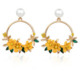 Elegant Gold Flower and Pearl Earrings