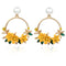 Elegant Gold Flower and Pearl Earrings - Velvet Haven