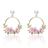 Elegant Gold Flower and Pearl Earrings