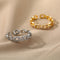 Gold Plated Chain Link Crystal Ring - Velvet Haven