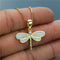 Sophisticated Gold Blue Opal Dragonfly Pendant Necklace - Velvet Haven