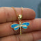 Sophisticated Gold Blue Opal Dragonfly Pendant Necklace - Velvet Haven