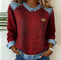 Livia | Printed Knit Sweater With Denim Collar - Velvet Haven