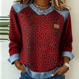 Livia | Printed Knit Sweater With Denim Collar