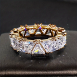 Gold Ring with Sparkling Crystal Inlay