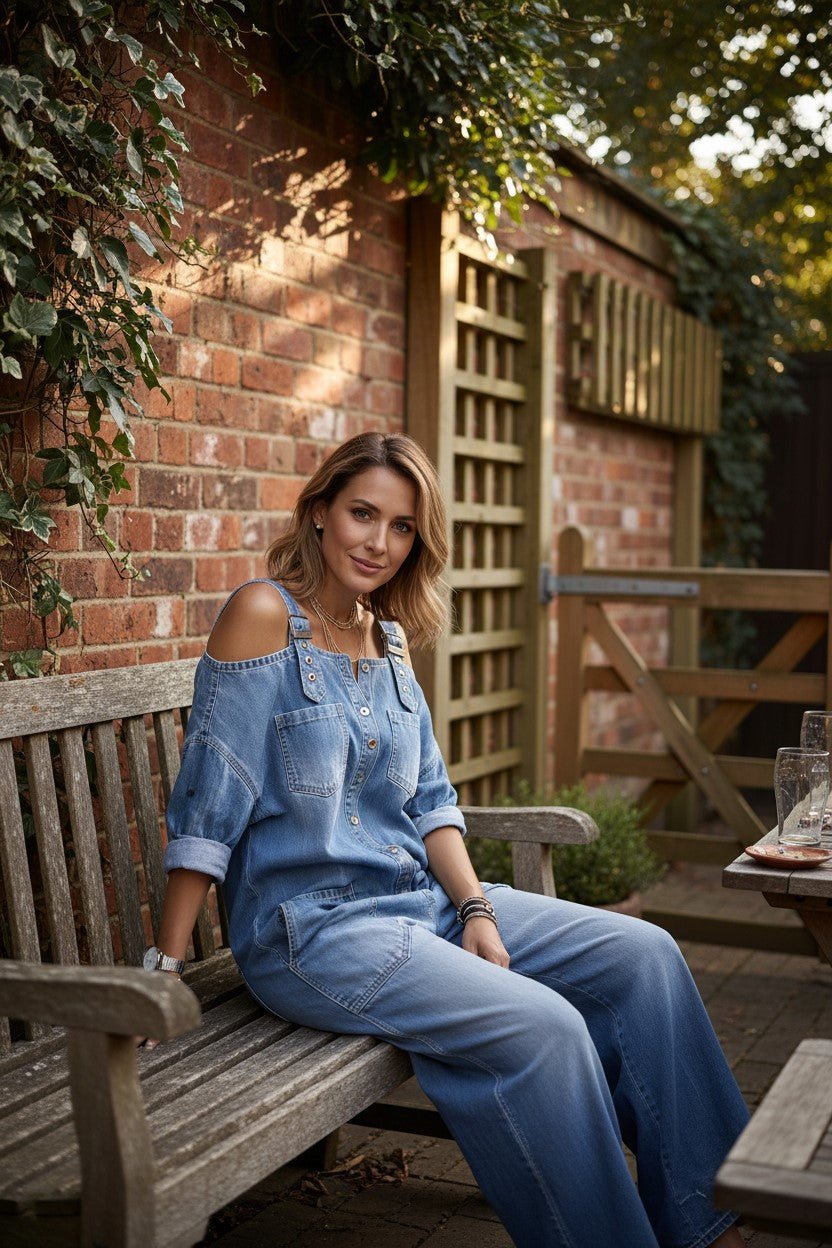 👗👖 Cold-Shoulder Jumpsuit with Wide-Leg Cut and Pockets - Velvet Haven