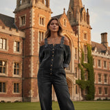 👗👖 Cold-Shoulder Jumpsuit with Wide-Leg Cut and Pockets - Velvet Haven