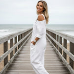 👗👖 Cold-Shoulder Jumpsuit with Wide-Leg Cut and Pockets - Velvet Haven