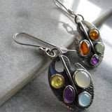 Multicoloured Stone Vintage Earrings