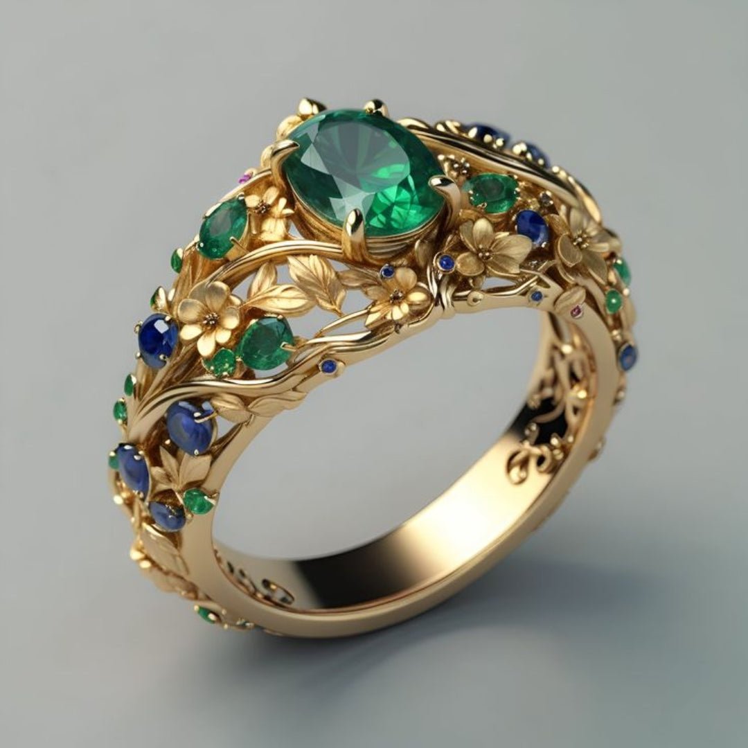 Elegant Emerald & Sapphire Luxe Ring - Velvet Haven