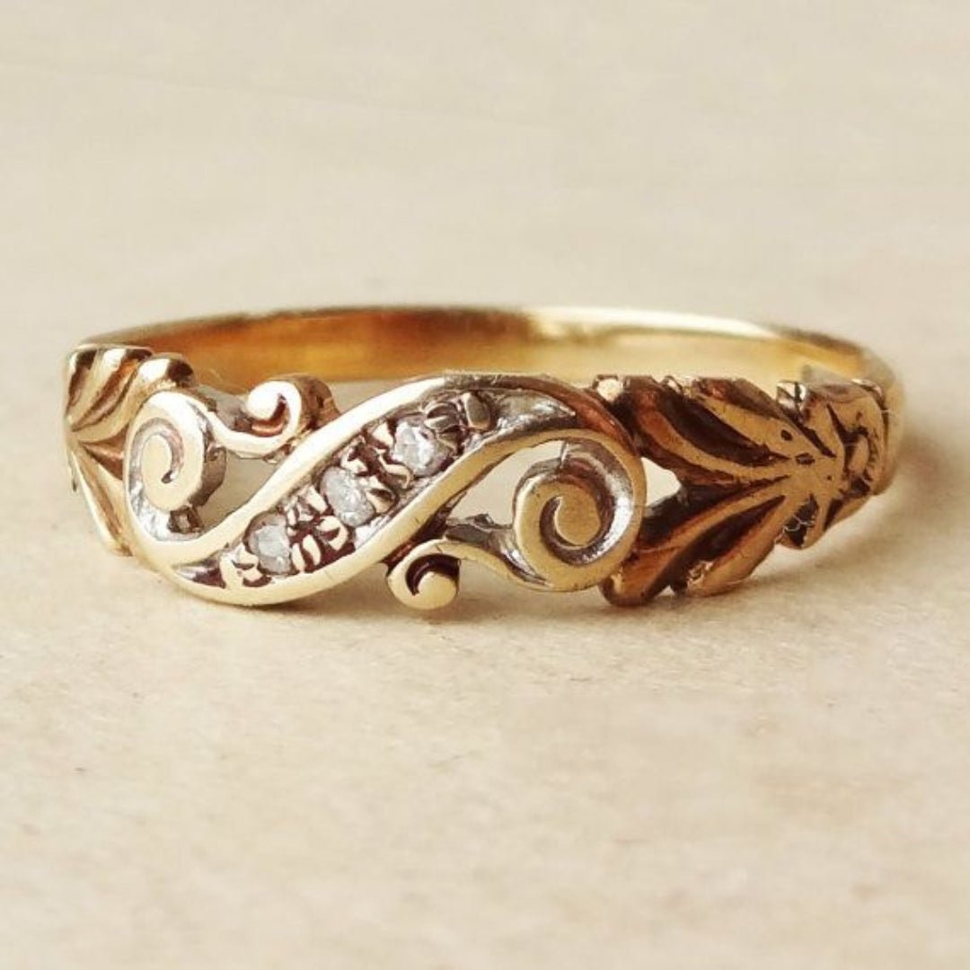 Ivy Golden Zirconia Ring - Velvet Haven