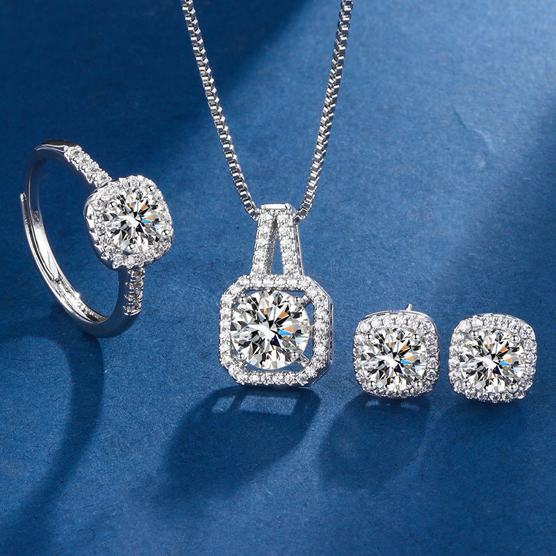 Exclusive White Gold Aria Square Radiant Jewellery Set - Velvet Haven
