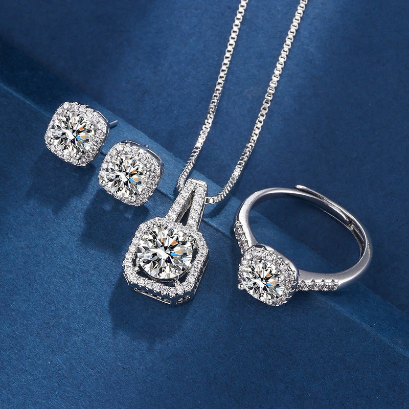 Exclusive White Gold Aria Square Radiant Jewellery Set - Velvet Haven