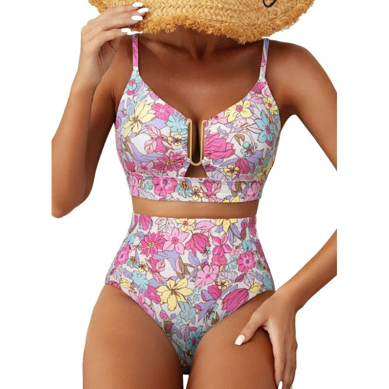 Saar | Sculpting Printed High-Waisted Bikini Set