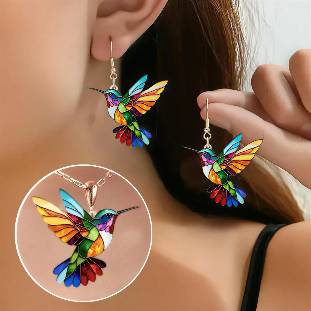 MALIA™ | Hummingbird Jewellery Set (Earrings & Necklace)