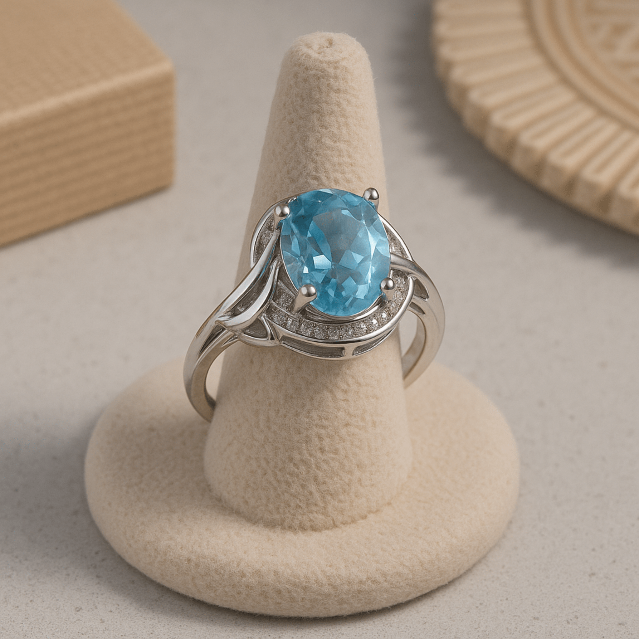 Silver Ring with Blue Crystal - Velvet Haven