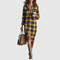 Talia | Flannel Long Sleeve Midi Dress - Velvet Haven