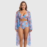 Floor | 3-Piece Floral Bikini Set with Complimentary Cover-Up