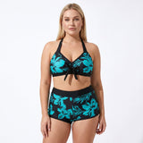 Linda | Floral Print Bikini Set with Boy Shorts