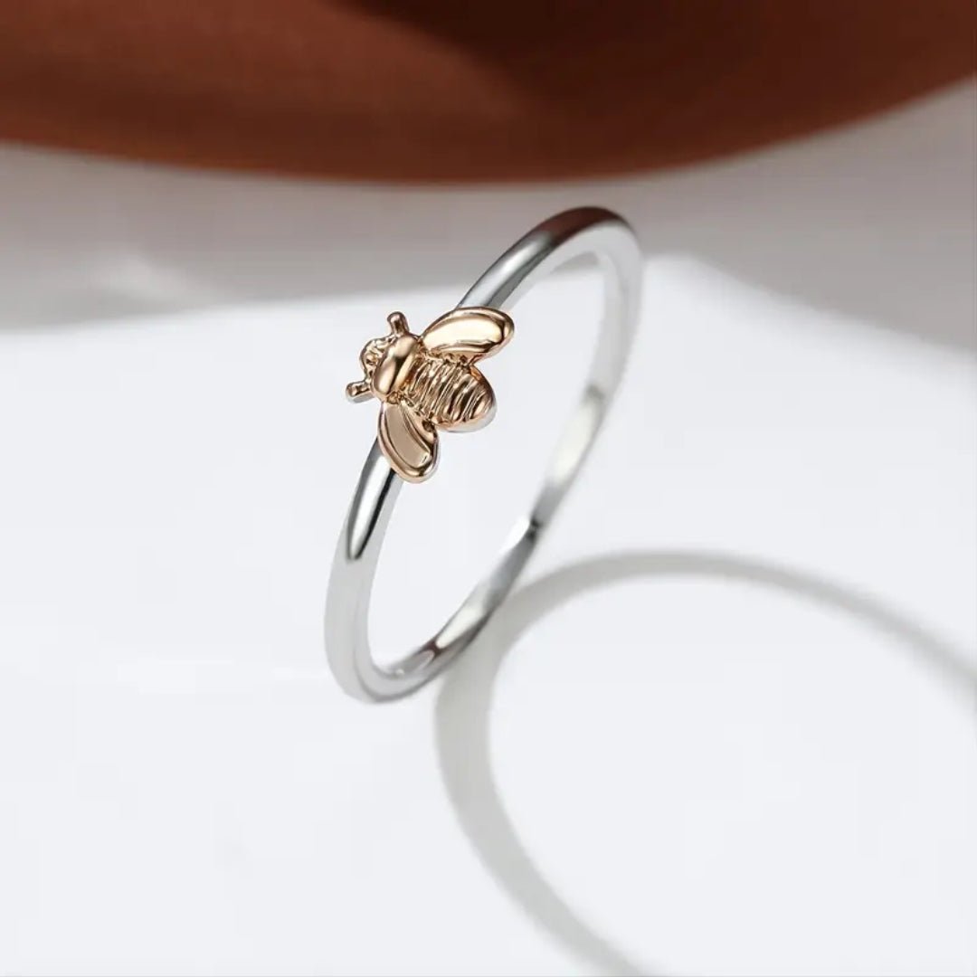 Gold Bee Silver Ring - Velvet Haven
