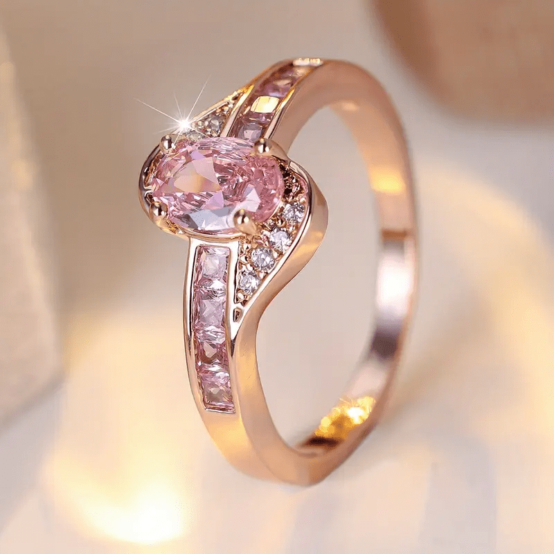 Exclusive Rose Crystal Gold Ring - Velvet Haven