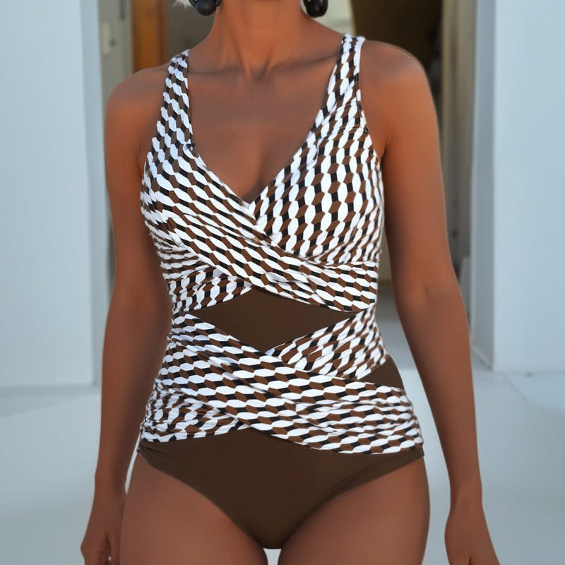 Wendy | Wrap-Front Cross-Detail Swimsuit - Velvet Haven